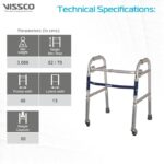Vissco Champ Folding Walker for Childrens With Castors(Wheels), Foldable, Light Weight, Height Adjustable Walking Aid, Weight Capacity 80kg, Made with High Grade Rubber Shoes & Foam Grip -Universal(Grey) - Image 5
