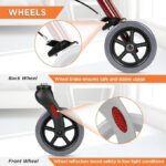 Vissco Dura Rollator Walker With Seat & Basket, Walker For Elderly, Physically Challenged People - Comes With Foldable Mechanism, Weight Bearing Capacity upto 120kg - Universal (Maroon) - Image 4