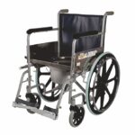 Vissco Comfort Wheelchair with Commode, Foldable, Fixed Armrest and Removable Footrest, Washable Plastic Bucket, for Elderly and Physically Challenged, Weight Capacity 110kg (Universal, Grey)