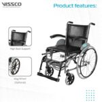 Vissco Imperio Wheelchair with Fixed Big Wheels (Spoke), Fixed Armrest, Foldable, Weight Bearing Capacity 110kg- Color (Blue/Grey) - Image 5