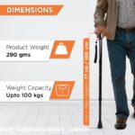 Vissco Avanti T-Shaped Aluminum Walking Stick for Elderly and Physically Challenged, Lightweight Walking Cane, Height Adjustable, Anti-Slip Rubber Shoes for Men and Women (Universal, Black) - Image 5