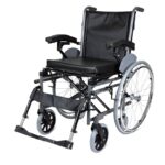 Vissco Imperio Wheelchair with Removable Big Wheels (Spoke), Foldable, Swingable Armrest, Weight Bearing Capacity 110kg, Color (Blue/Grey) - Image 2