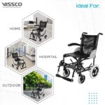 Vissco Imperio Wheelchair Institutional with 300mm Rear Wheels, Fixed Armrest, Foldable, Weight Bearing Capacity 100kg, Color (Blue/Grey) - Image 5