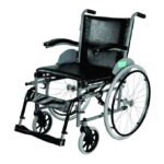 Vissco Imperio Wheelchair with Fixed Big Wheels (Spoke), Fixed Armrest, Foldable, Weight Bearing Capacity 110kg- Color (Blue/Grey)