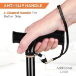 Vissco Avanti T-Shaped Aluminum Walking Stick for Elderly and Physically Challenged, Lightweight Walking Cane, Height Adjustable, Anti-Slip Rubber Shoes for Men and Women (Universal, Black) - Image 2