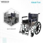 Vissco Comfort Wheelchair with Commode, Foldable, Fixed Armrest and Removable Footrest, Washable Plastic Bucket, for Elderly and Physically Challenged, Weight Capacity 110kg (Universal, Grey) - Image 4