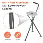 Vissco Avanti Walking Stick with Foldable Seat for Elderly and Physically Challenged, L Shape Handle, Lightweight, Adjustable Walking Cane for Men and Women, Anti-Slip Rubber Shoes (Universal, Grey) - Image 5
