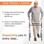 Vissco Dura Lite Aluminium Walker with Wheels, Foldable, Light Weight & Height Adjustable Walking Aid - Made with Premium Grade Rubber Shoes and PVC Grip-Universal (Grey) - Image 7