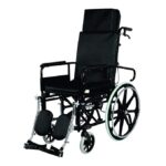Vissco Imperio Reclining Self-Assist Wheelchair with Elevated Footrest, Foldable & Lightweight, Adjustable Backrest, 110kg Weight Capacity, for Elderly and Patients, Indoor & Outdoor Use (Black)