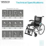 Vissco Imperio Wheelchair with Fixed Big Wheels (Spoke), Fixed Armrest, Foldable, Weight Bearing Capacity 110kg- Color (Blue/Grey) - Image 2