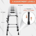 Vissco Dura Max Aluminium Walker for Elderly and those Physically Challenged, Foldable, Light Weight & Height Adjustable Walking Aid - with Premium Grade Rubber Shoes and PVC Grip - Universal (Grey) - Image 2