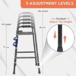 Vissco Medipedic Double Bar Walker Lightweight Height Adjustable Walking Aid for Elderly Physically Challenged Foldable Frame with Anti Slip Rubber Shoes PVC Grip Universal (Grey) - Image 2