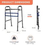 Vissco Medipedic Double Bar Walker Lightweight Height Adjustable Walking Aid for Elderly Physically Challenged Foldable Frame with Anti Slip Rubber Shoes PVC Grip Universal (Grey) - Image 6