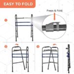 Vissco Medipedic Double Bar Walker Lightweight Height Adjustable Walking Aid for Elderly Physically Challenged Foldable Frame with Anti Slip Rubber Shoes PVC Grip Universal (Grey) - Image 3