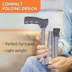 Vissco Avanti Folding L Shape Aluminium Walking Stick for Elderly and Physically Challenged, Lightweight, Height Adjustable Walking Cane for Men and Women, Premium Rubber Shoes (Universal, Grey) - Image 6