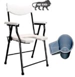 Folding Elderly Disabled Man And Pregnant Woman Stainless Steel Shower And Bathing Room Mobile Commode Chair With Toilet Seat Comfortable Safe(110 KG Capacity)