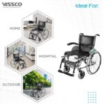 Vissco Imperio Wheelchair with Fixed Big Wheels (Spoke), Fixed Armrest, Foldable, Weight Bearing Capacity 110kg- Color (Blue/Grey) - Image 4
