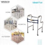 Vissco Dura Step Walker (Aluminium) with Wheel, Foldable Walking Aid, Adjustable Height, Light Weight With Premium Grade Rubber Shoes and PVC Grip (Grey) - Image 5