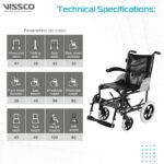 Vissco Imperio Wheelchair Institutional with 300mm Rear Wheels, Fixed Armrest, Foldable, Weight Bearing Capacity 100kg, Color (Blue/Grey) - Image 2