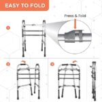 Vissco Dura Max Aluminium Walker for Elderly and those Physically Challenged, Foldable, Light Weight & Height Adjustable Walking Aid - with Premium Grade Rubber Shoes and PVC Grip - Universal (Grey) - Image 3