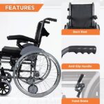 Vissco Imperio Wheelchair with Removable Big Wheels (Spoke), Foldable, Swingable Armrest, Weight Bearing Capacity 110kg, Color (Blue/Grey) - Image 5