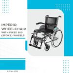 Vissco Imperio Wheelchair with Fixed Big Wheels (Spoke), Fixed Armrest, Foldable, Weight Bearing Capacity 110kg- Color (Blue/Grey) - Image 6