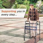 Vissco Medipedic Double Bar Walker Lightweight Height Adjustable Walking Aid for Elderly Physically Challenged Foldable Frame with Anti Slip Rubber Shoes PVC Grip Universal (Grey) - Image 7