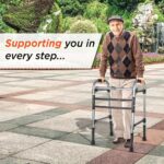 Vissco Dura Max Aluminium Walker for Elderly and those Physically Challenged, Foldable, Light Weight & Height Adjustable Walking Aid - with Premium Grade Rubber Shoes and PVC Grip - Universal (Grey) - Image 7
