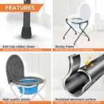Comfort - Medipedic Commode | Foldable Commode | Light Weight | 100Kg Weight Bearig Capacity (Grey) - Image 3