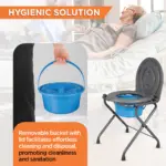 Comfort - Medipedic Commode | Foldable Commode | Light Weight | 100Kg Weight Bearig Capacity (Grey) - Image 4