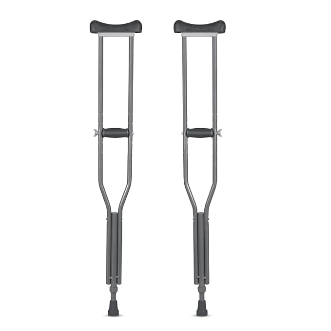 41pdpIRSHxL._SX679_ Vissco Astra Under Arm Crutch (Aluminium), Adjustable Height, Lightweight Walking Aid for Men and Women, Elbow Support, PVC Grip Handle, for Fracture and Mobility Support (1 Pair)- Medium (Grey) - Image 1
