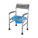 Vissco Comfort 3 in 1 Foldable Commode Shower Chair (Height Adjustable+Can roll over toilet WC), Available with and without wheels, Washable & Long lasting, Weight Bearing Upto 100kg -Universal(Grey)