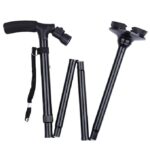 Maharsh Magic Cane Folding LED Safety Walking Stick 4 Head pivoting Trusty Base (Black) - Image 6