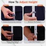 Vissco Astra Max Elbow Crutch with Tripod Base, Fixed Handle, Lightweight and Adjustable Height Walking Aid for Men and Women, Anti-Slip 3 Leg Base for Stability (1 Piece, Grey) - Image 7