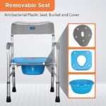 Vissco Comfort 3 in 1 Foldable Commode Shower Chair (Height Adjustable+Can roll over toilet WC), Available with and without wheels, Washable & Long lasting, Weight Bearing Upto 100kg -Universal(Grey) - Image 7