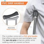 Vissco Astra Under Arm Crutch (Aluminium), Adjustable Height, Lightweight Walking Aid for Men and Women, Elbow Support, PVC Grip Handle, for Fracture and Mobility Support (1 Pair)- Medium (Grey) - Image 2