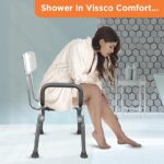 Vissco Comfort Shower Chair with Back and Armrest, Light Weight, Height Adjustable Shower Bench/Stool, Aluminum Anti Rusting Material - Universal (Anodized and White) - Image 7