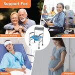 Vissco Comfort 3 in 1 Foldable Commode Shower Chair (Height Adjustable+Can roll over toilet WC), Available with and without wheels, Washable & Long lasting, Weight Bearing Upto 100kg -Universal(Grey) - Image 4