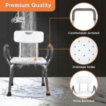 Vissco Comfort Shower Chair with Back and Armrest, Light Weight, Height Adjustable Shower Bench/Stool, Aluminum Anti Rusting Material - Universal (Anodized and White) - Image 2