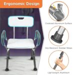 Vissco Comfort Shower Chair with Back and Armrest, Light Weight, Height Adjustable Shower Bench/Stool, Aluminum Anti Rusting Material - Universal (Anodized and White) - Image 6