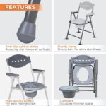 Vissco Comfort Steel Folding Commode Chair for Elderly, Patients & Disabled | Height Adjustable, Portable Toilet Chair with Armrest & Non-Slip Legs | Foldable, Pre-Assembled, 80kg Weight Capacity - Image 2