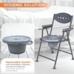 Vissco Comfort Steel Folding Commode Chair for Elderly, Patients & Disabled | Height Adjustable, Portable Toilet Chair with Armrest & Non-Slip Legs | Foldable, Pre-Assembled, 80kg Weight Capacity - Image 3