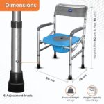 Vissco Comfort 3 in 1 Foldable Commode Shower Chair (Height Adjustable+Can roll over toilet WC), Available with and without wheels, Washable & Long lasting, Weight Bearing Upto 100kg -Universal(Grey) - Image 6