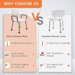 Vissco Comfort Shower Chair with Back and Armrest, Light Weight, Height Adjustable Shower Bench/Stool, Aluminum Anti Rusting Material - Universal (Anodized and White) - Image 3