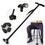 Maharsh Magic Cane Folding LED Safety Walking Stick 4 Head pivoting Trusty Base (Black) - Image 2